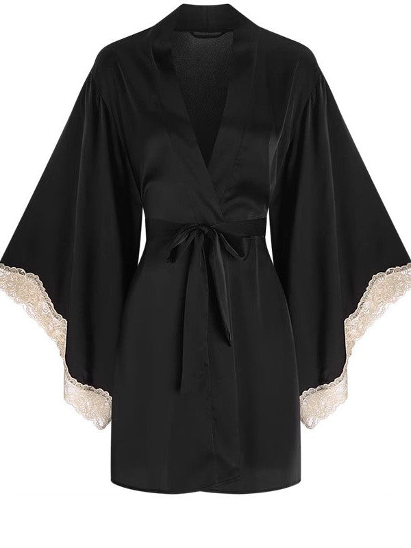 Black Lace-Trim Robe