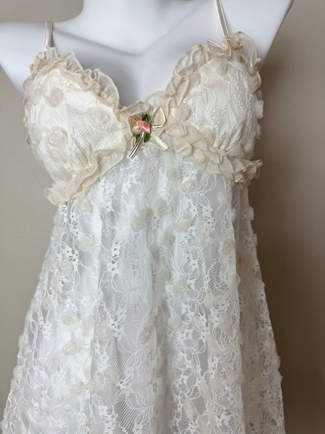 Yellow Sheer Rose Lace Babydoll