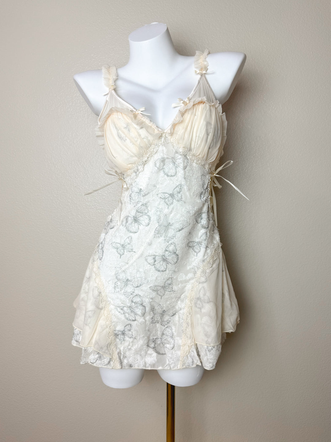 Butterfly Embroidered Crisscross Slip