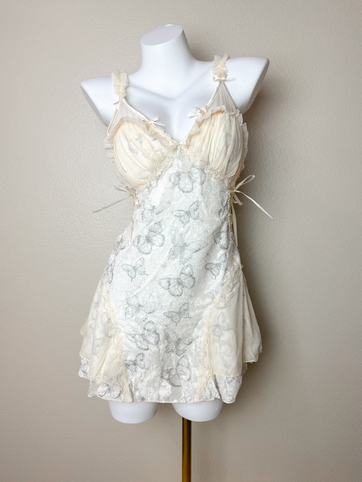 Butterfly Embroidered Crisscross Slip
