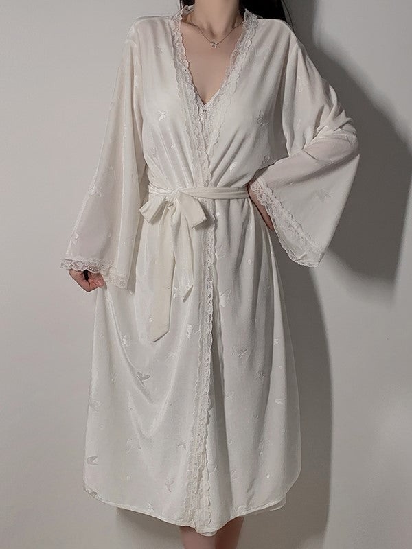 White Velvet Butterfly Robe