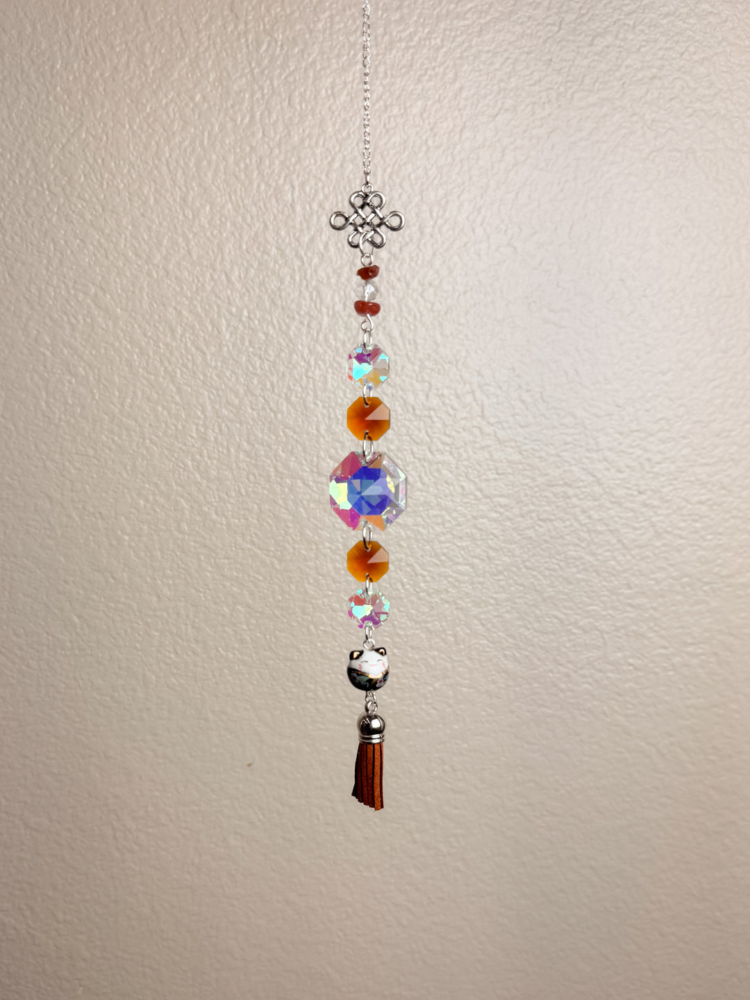 Black Lucky Cat Suncatcher