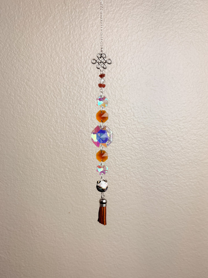 Black Lucky Cat Suncatcher