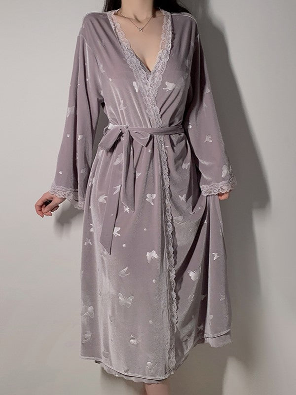 Purple Velvet Butterfly Robe