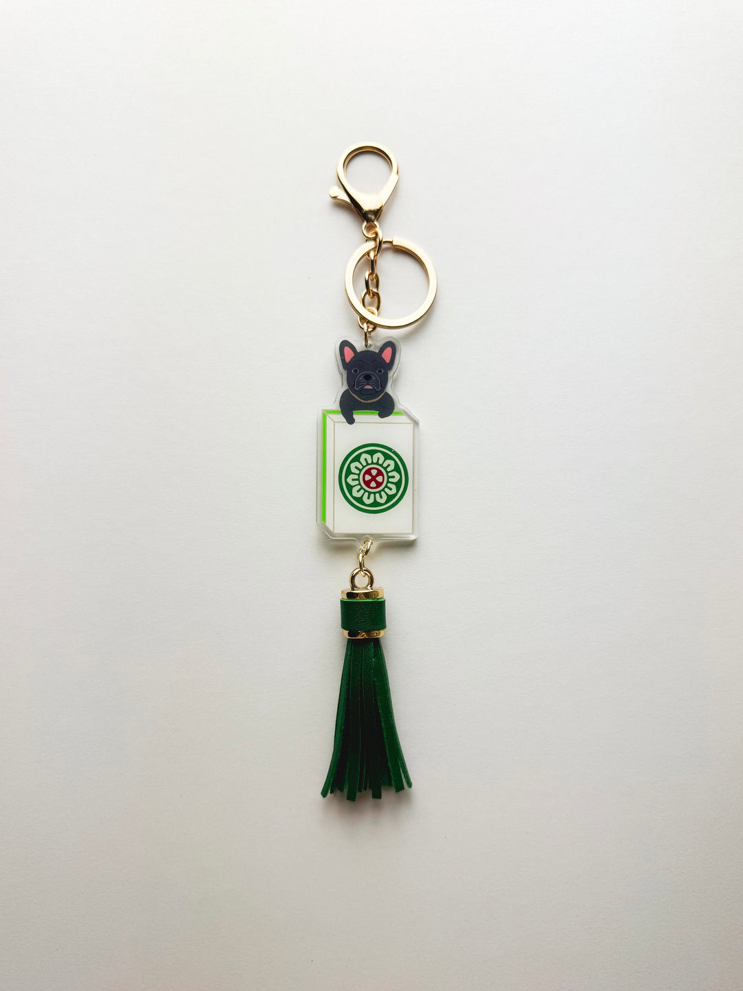 Fortune Dog One Dot Mahjong Tile Keychain