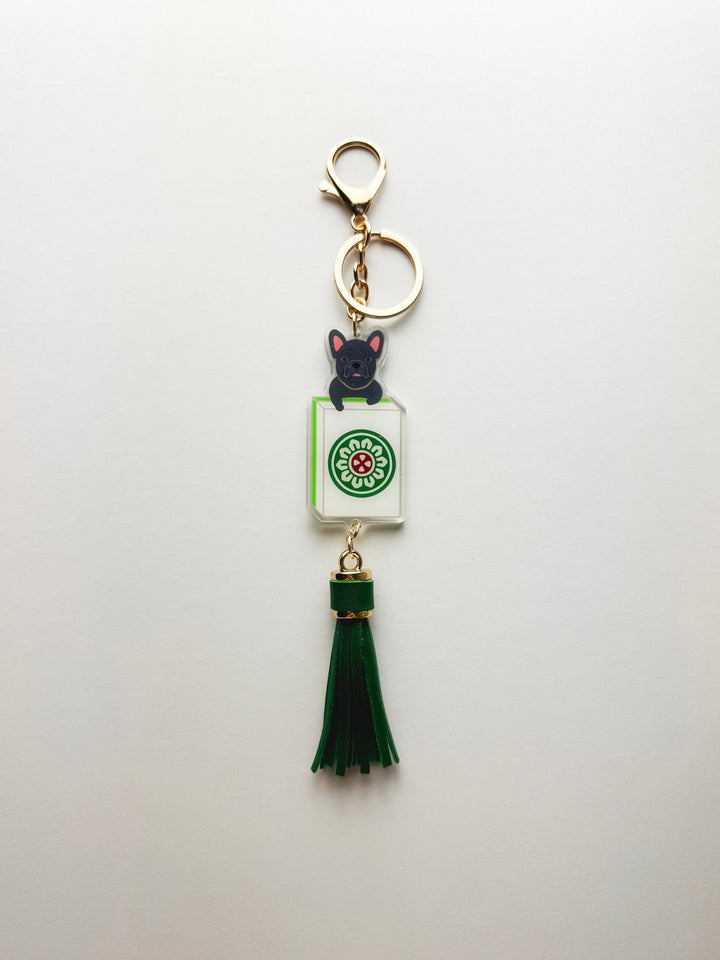 Fortune Dog One Dot Mahjong Tile Keychain