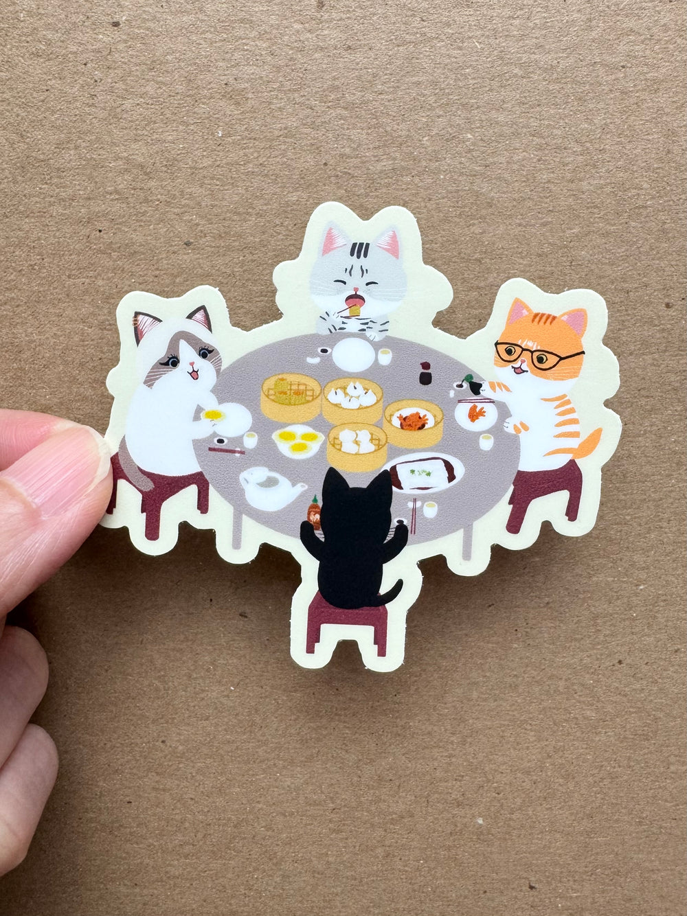 Cats Eating Dim Sum Sticker