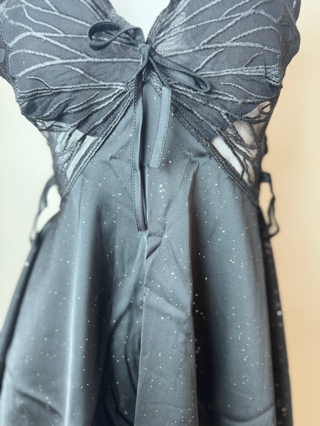 Asymmetrical Butterfly Slip - Black Close