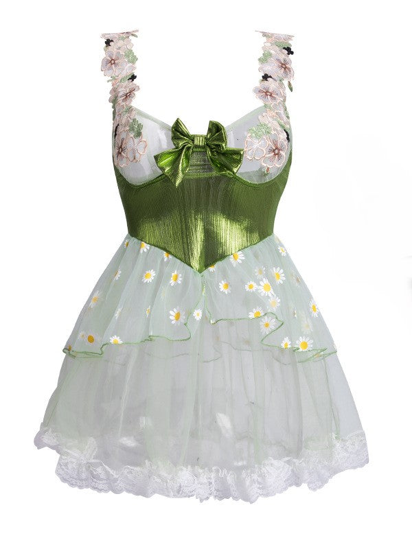 Green Floral Babydoll