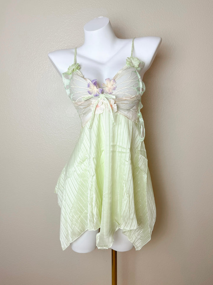 Green Floral Butterfly Slip
