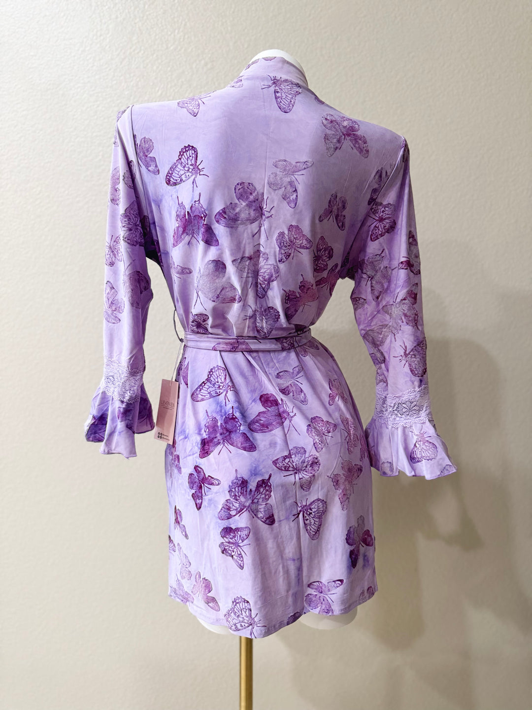 Purple Butterfly Print Robe Back