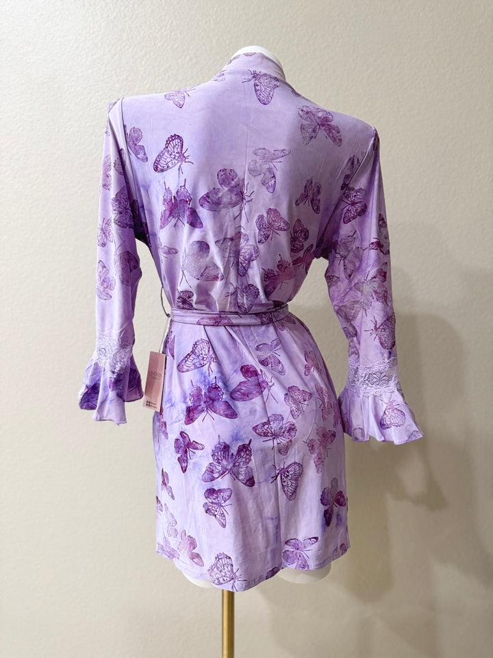 Purple Butterfly Print Robe Back