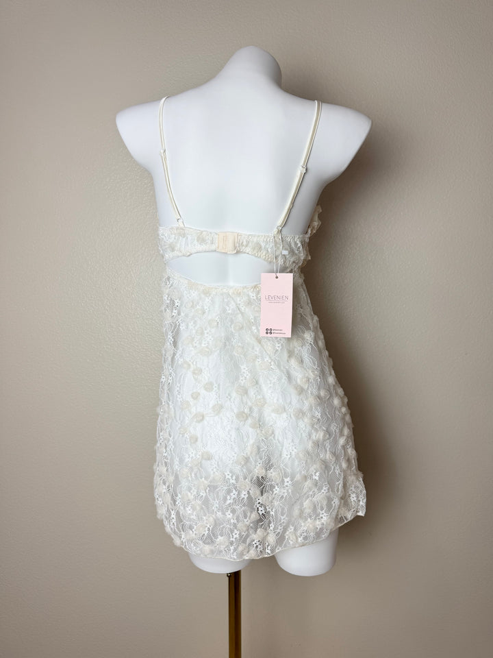 Yellow Sheer Rose Lace Babydoll Back View