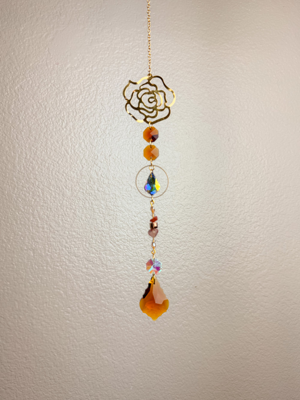 Brown Rose Crystal Suncatcher