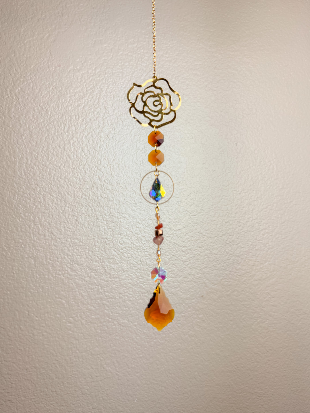 Brown Rose Crystal Suncatcher
