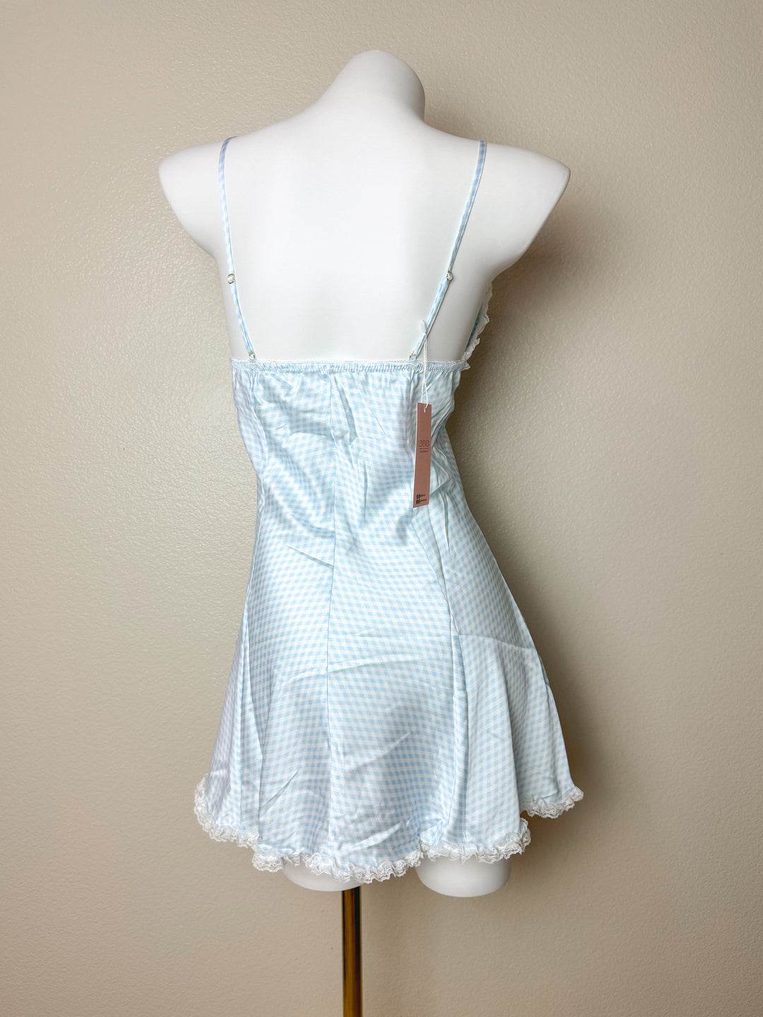 Back view of Blue Grid Plunge Slip