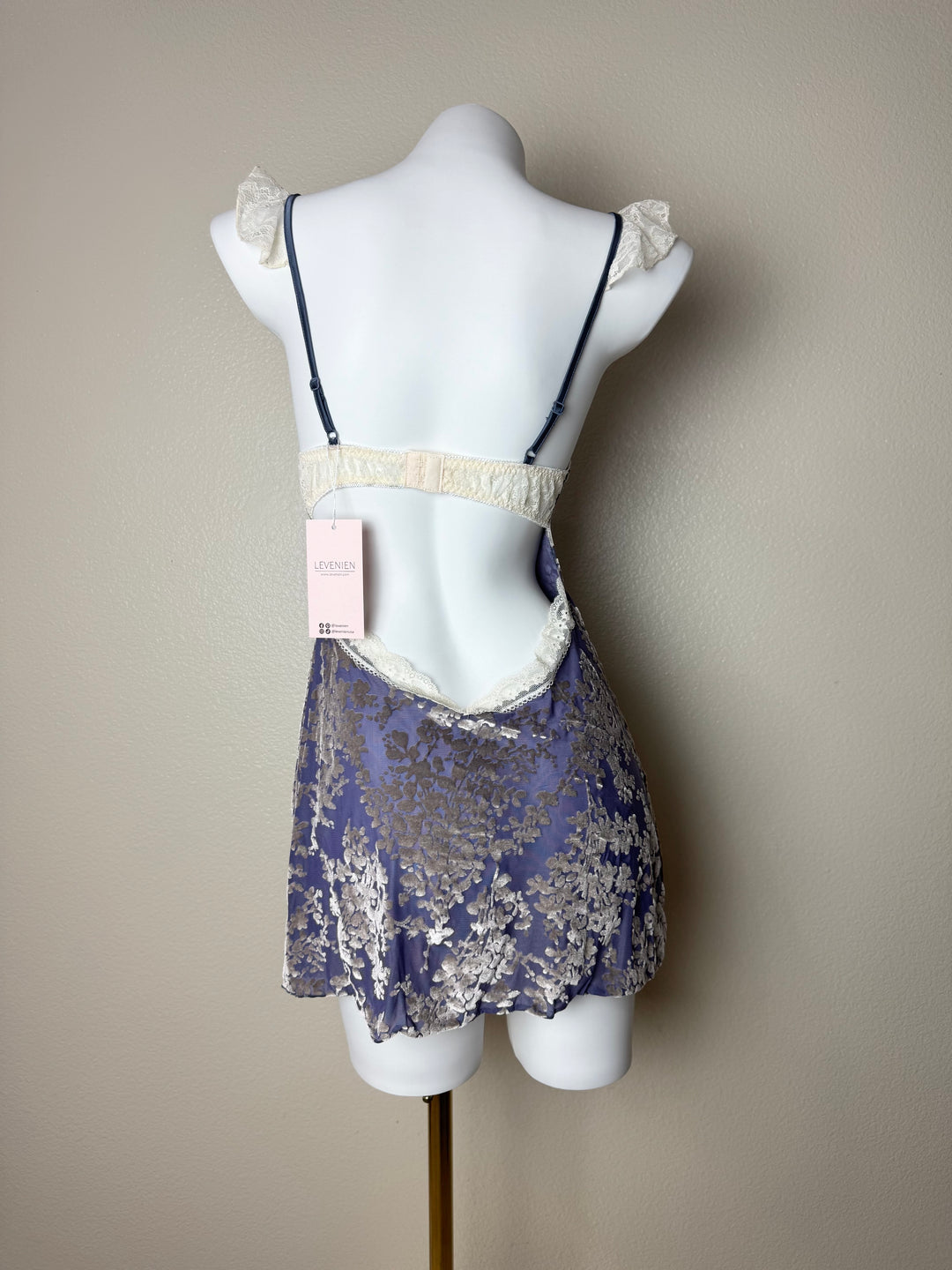 Blue Velvet Lace-Trim Slip back view
