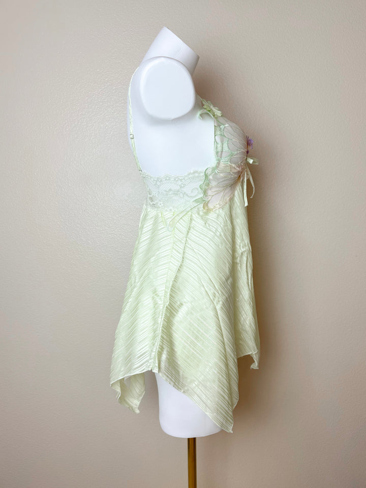 Side view of Green Floral Butterfly Slip