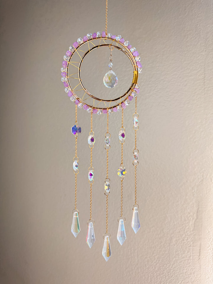 Wishfall - 4" Clear Crystal with Purple Stone