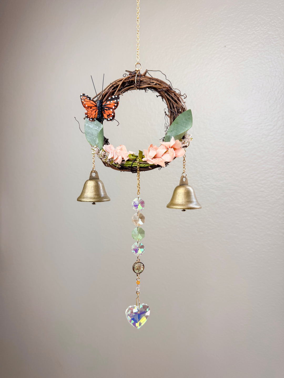Floral Butterfly Wreath Wind Chime Suncatcher