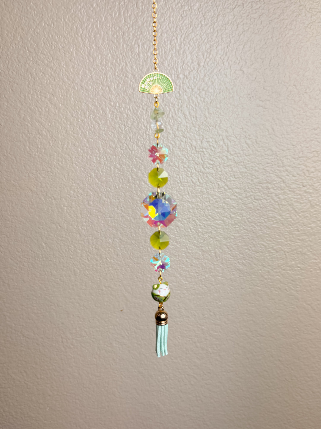 Green Lucky Cat Suncatcher