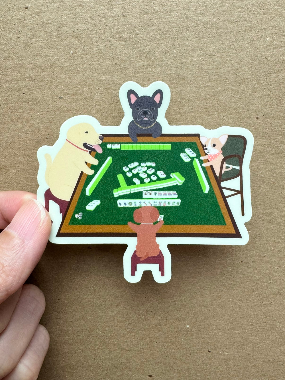 Dogs Playing Mahjong Sticker