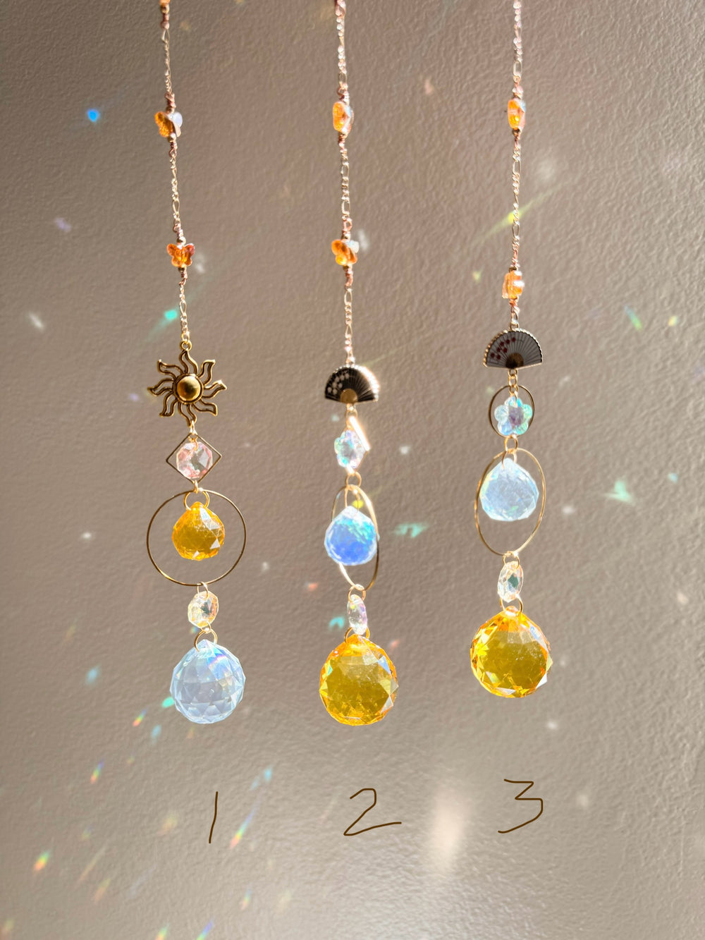 Yellow and Clear Crystal Suncatcher