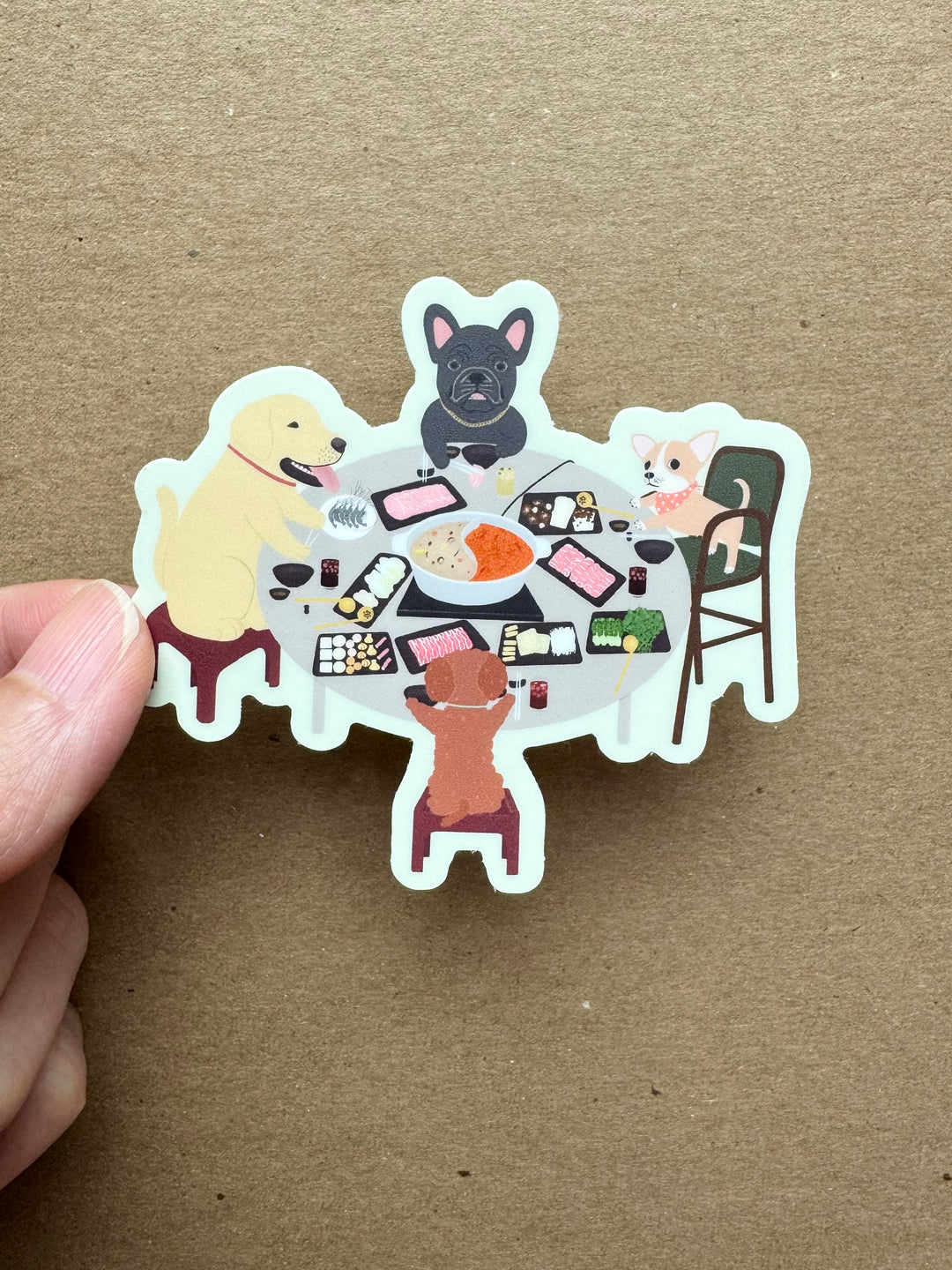 Dogs Eating Hotpot Sticker