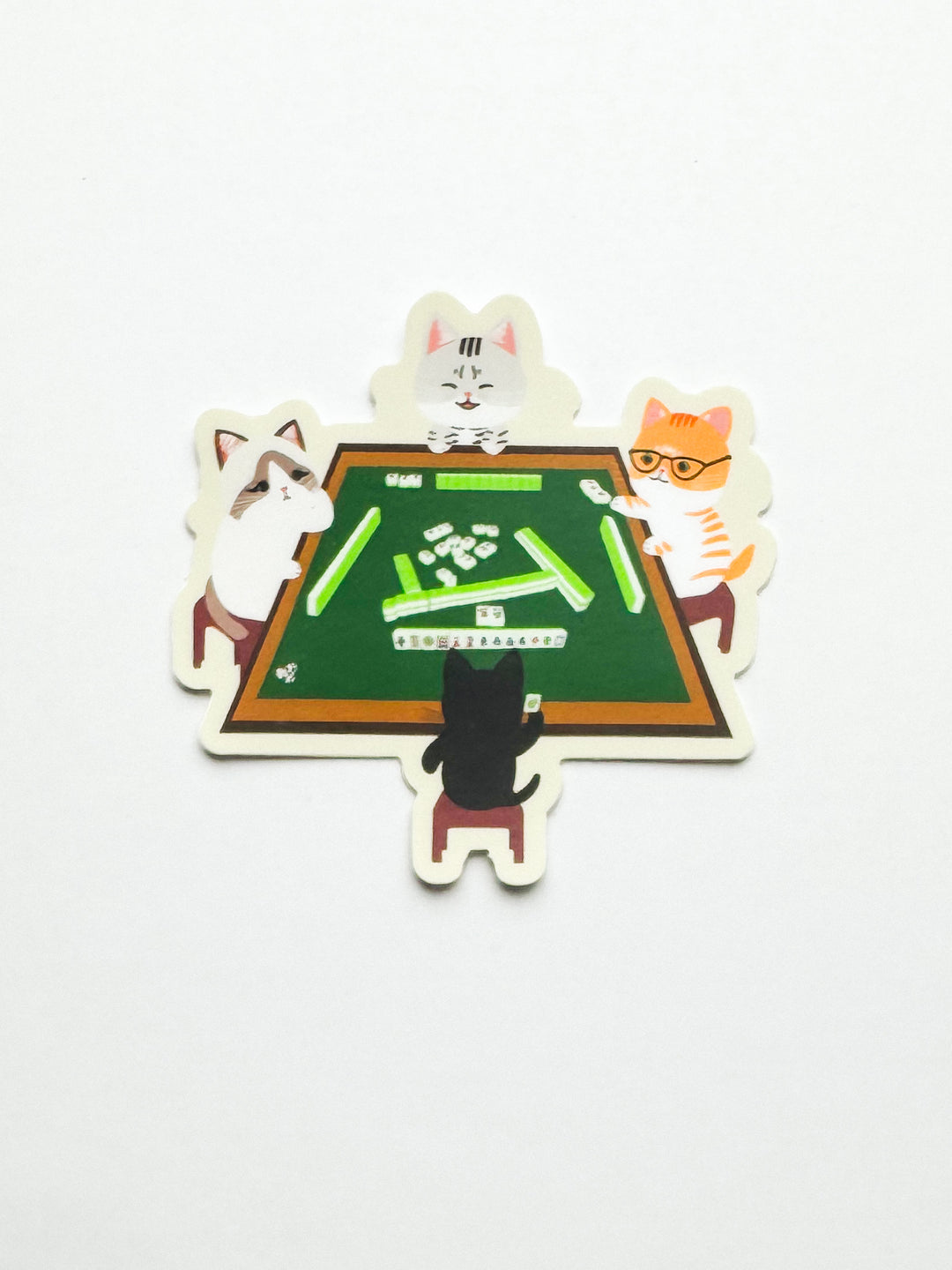 Cats Playing Mahjong Sticker