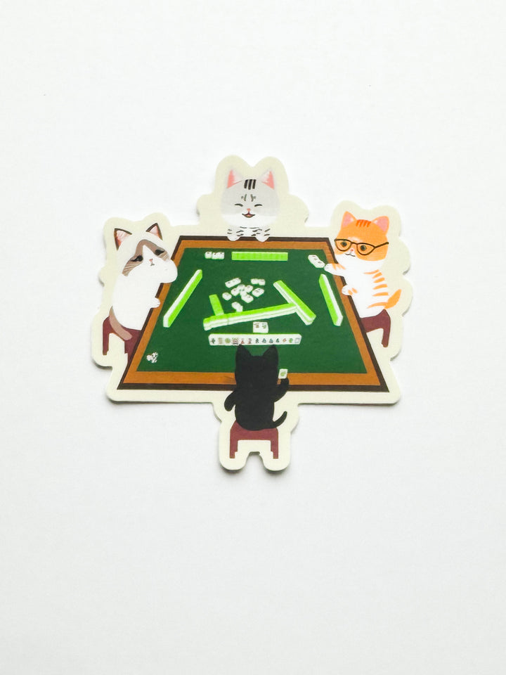 Cats Playing Mahjong Sticker
