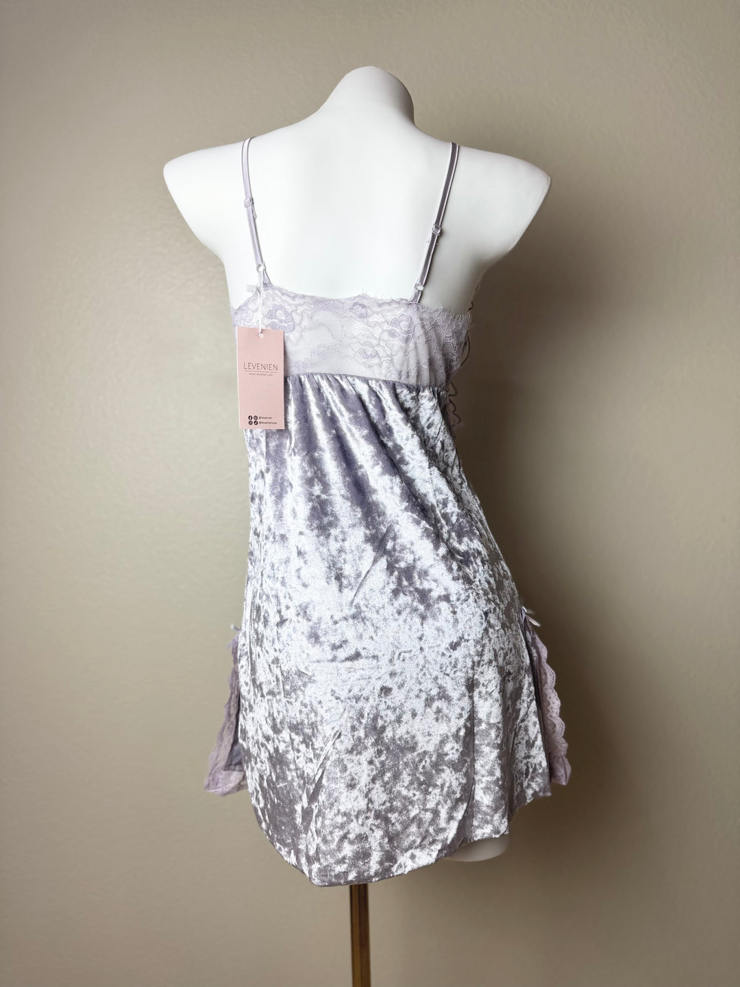 Purple Velvet Butterfly Side Slit Slip - Back