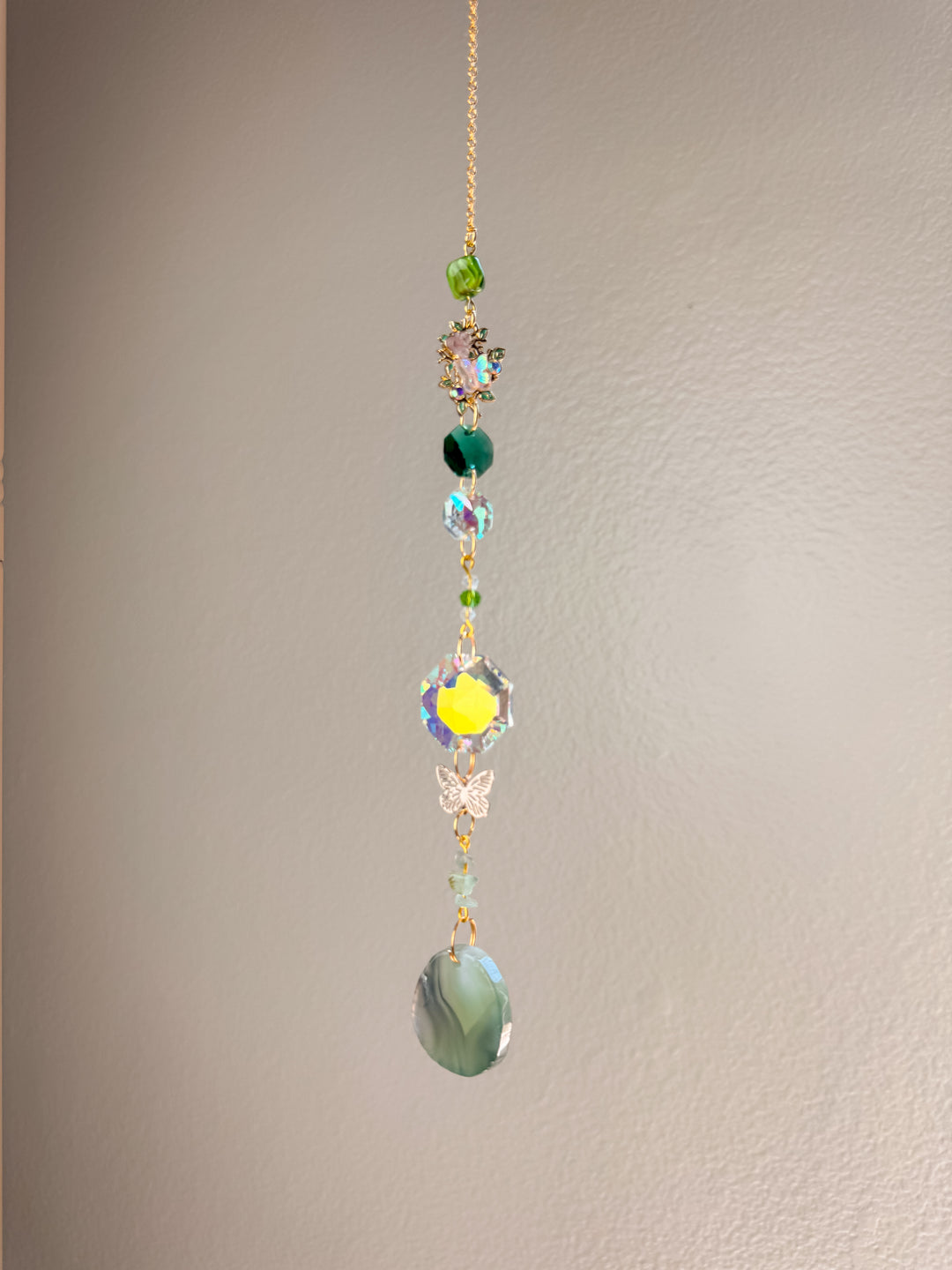 Green Agate Butterfly Suncatcher