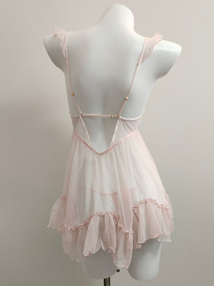 Pink Floral Embroidered Babydoll