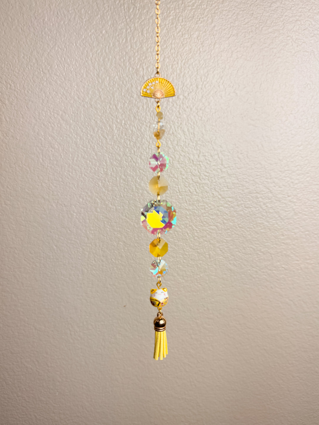 Yellow Lucky Cat Suncatcher