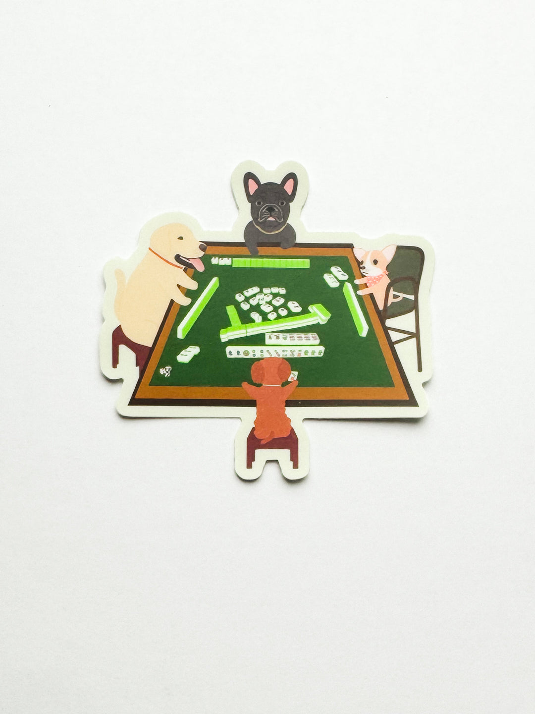 Dogs Playing Mahjong Sticker