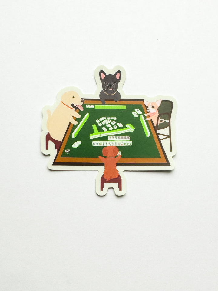 Dogs Playing Mahjong Sticker