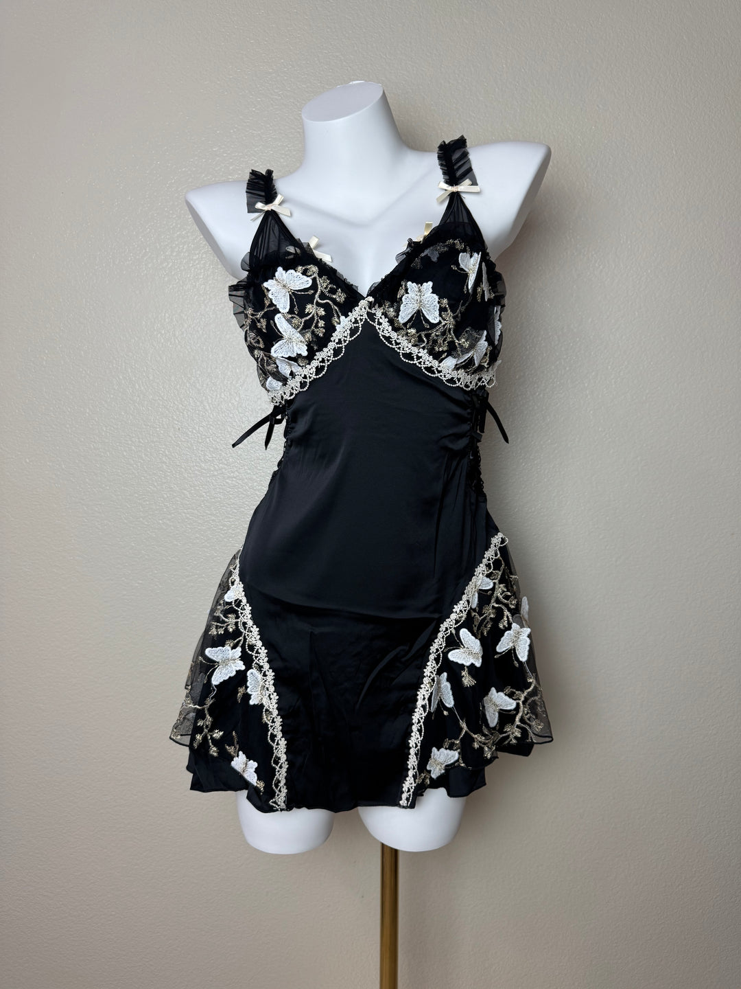 Back Butterfly Embroidered Crisscross Slip