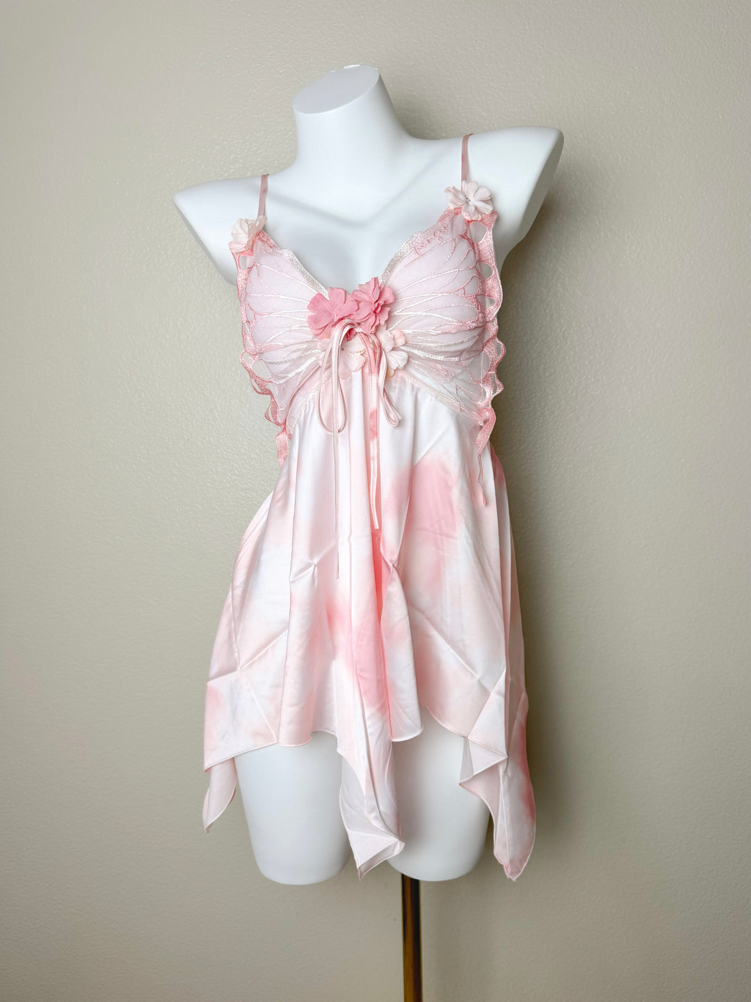 Pink Floral Butterfly Slip