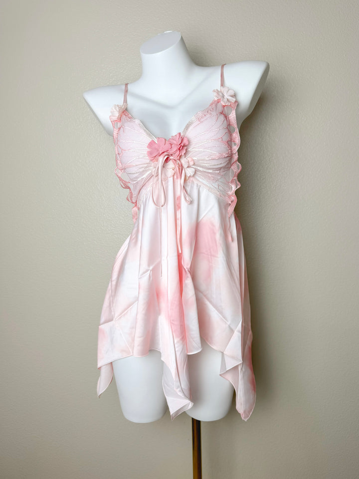 Pink Floral Butterfly Slip