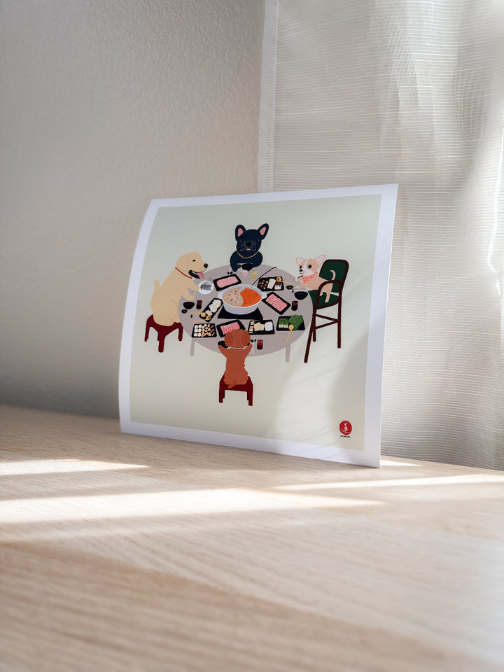 Dogs Eating Hotpot Print