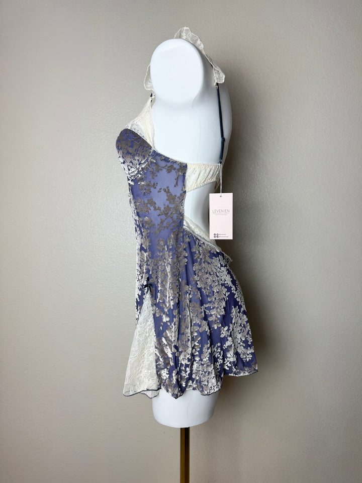Blue Velvet Lace-Trim Slip side view