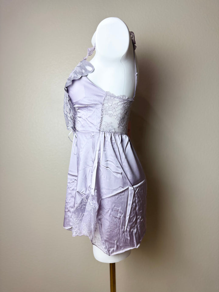 Purple Butterfly Lace-Trim Slip - Side