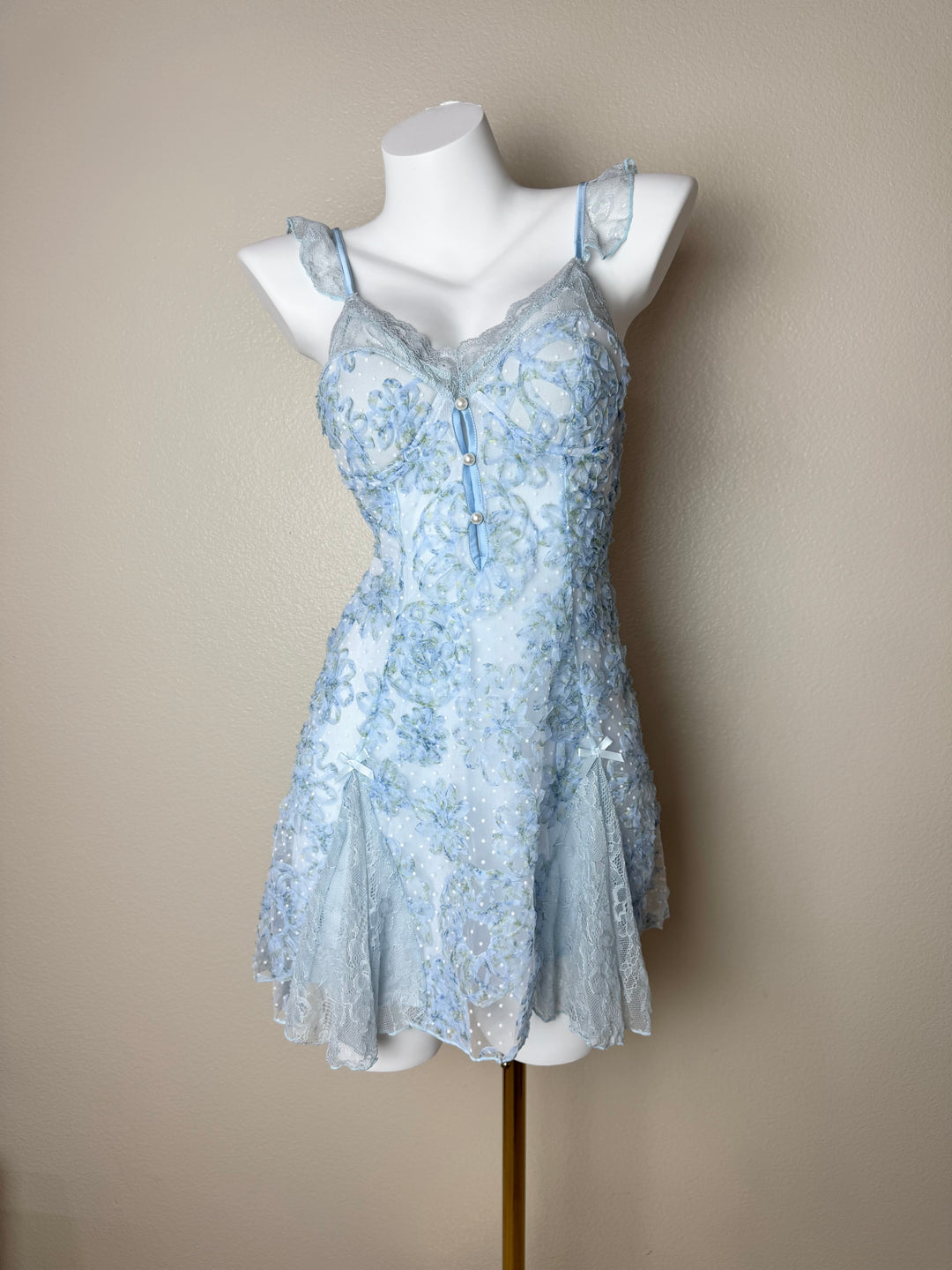 Blue Floral Lace Slip