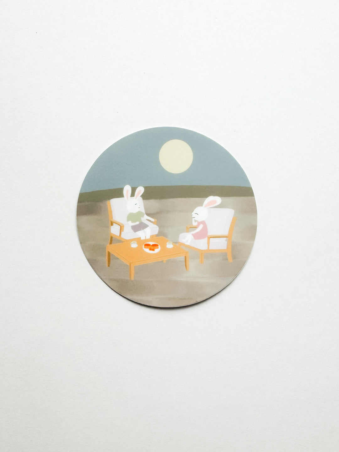 Moonlit Jade Rabbits Sticker