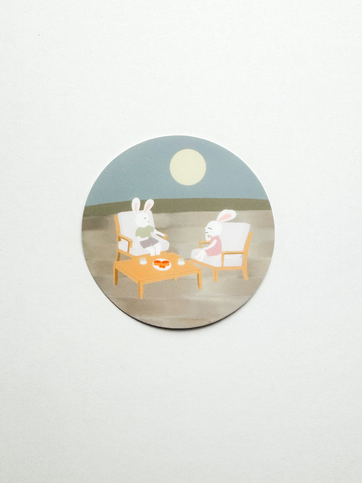 Moonlit Jade Rabbits Sticker