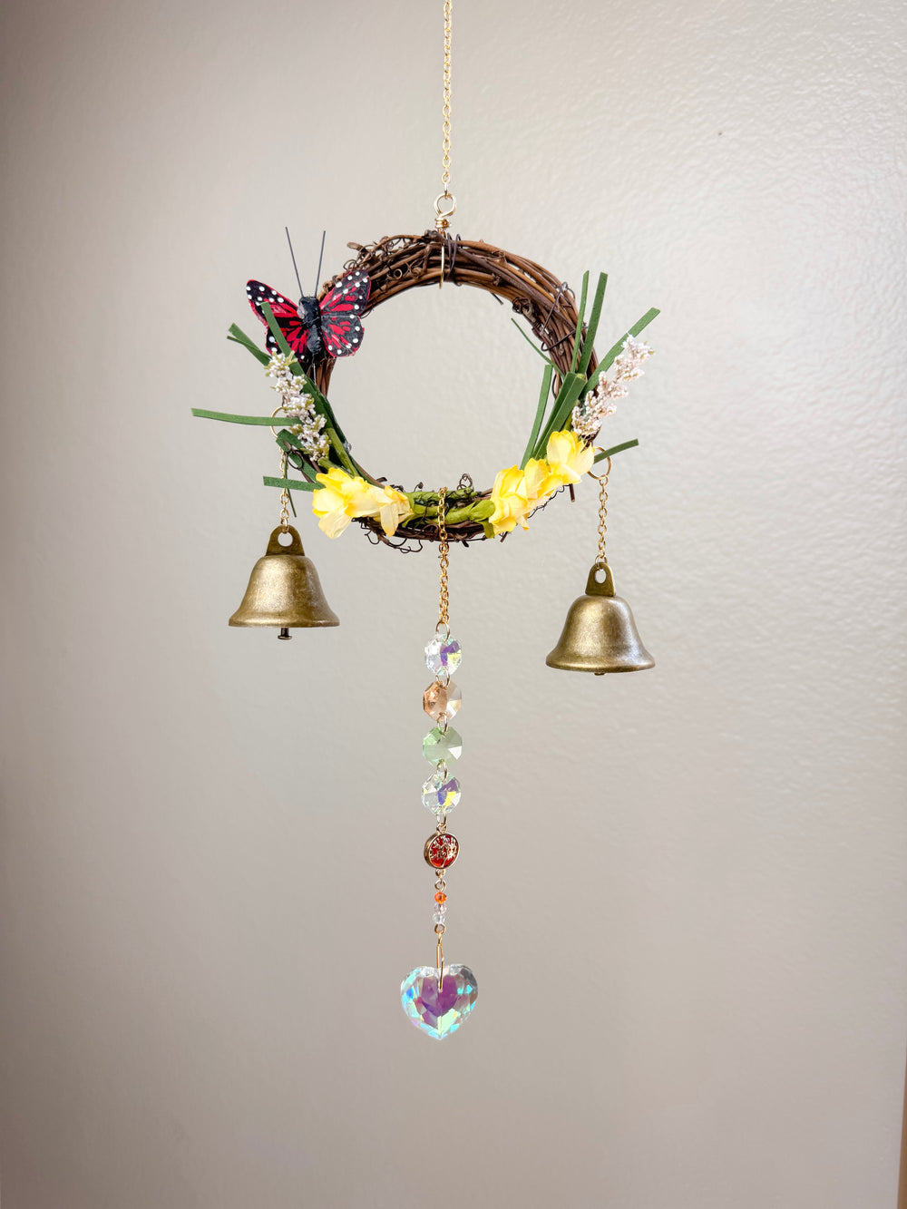 Floral Butterfly Wreath Wind Chime Suncatcher