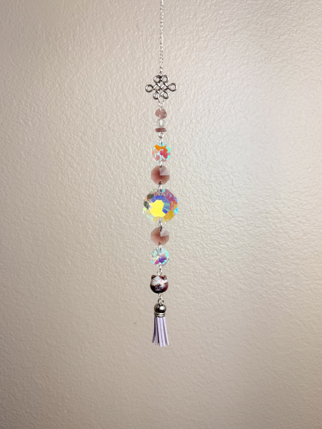 Purple Lucky Cat Suncatcher