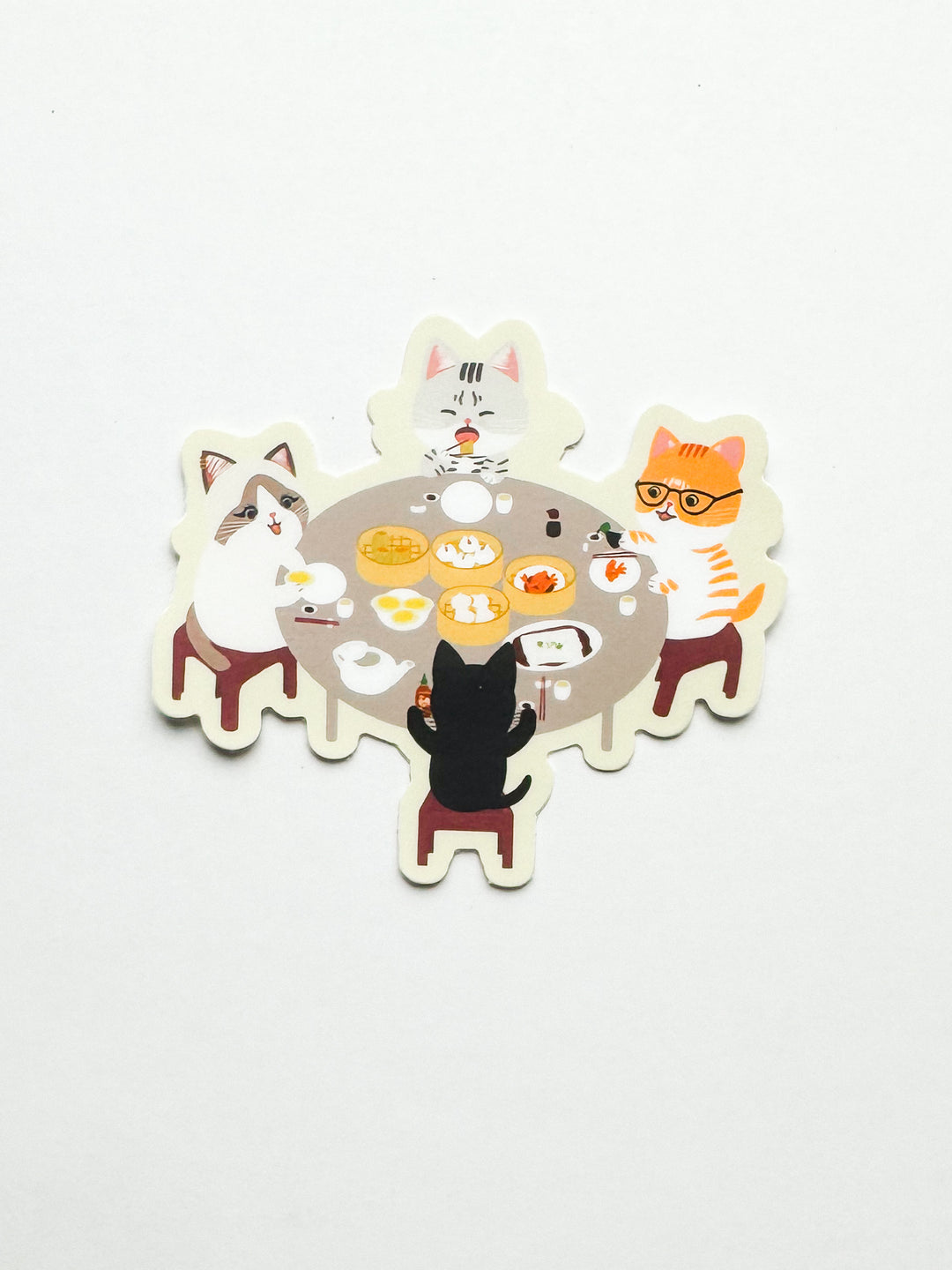 Cats Eating Dim Sum Sticker