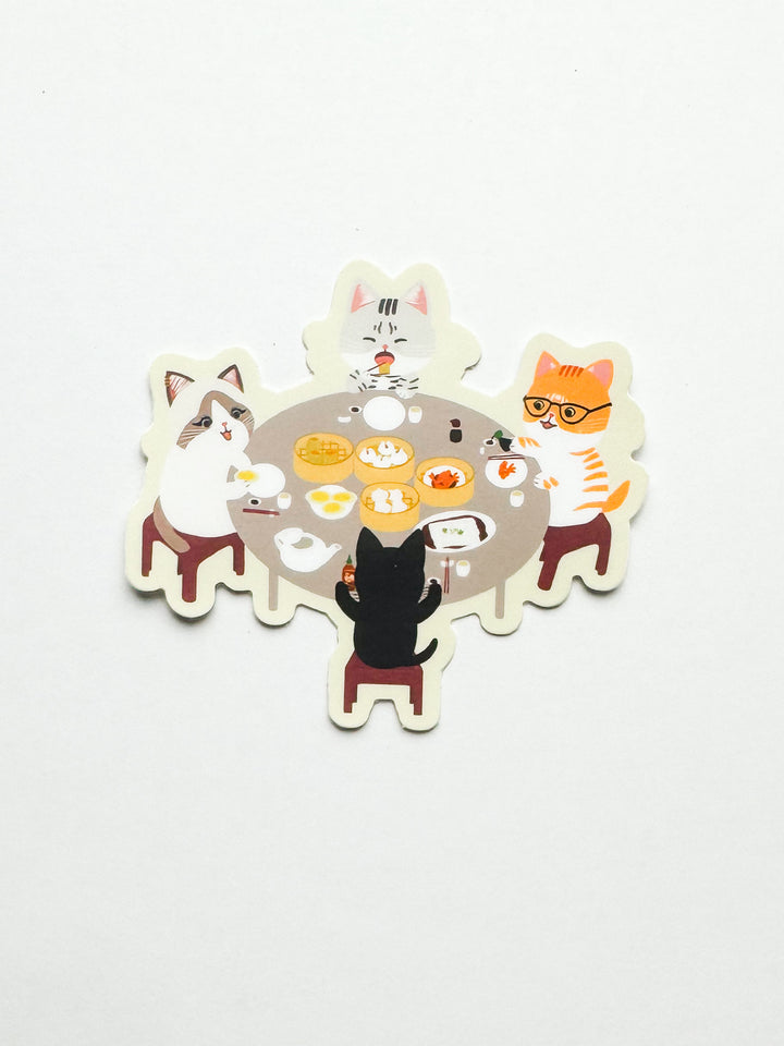 Cats Eating Dim Sum Sticker