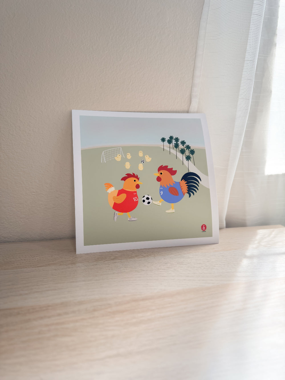 Roosters Playing Soccer Print